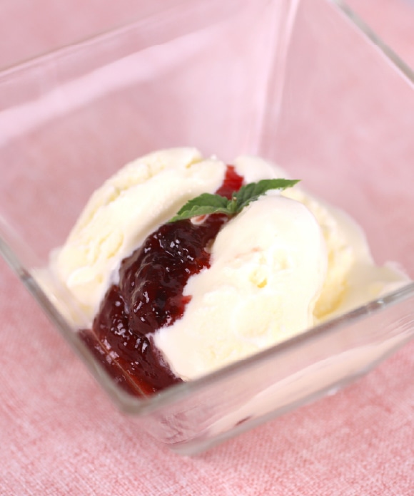 Jam on ice cream
